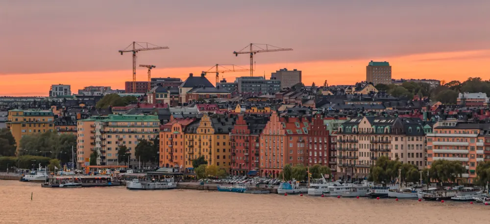 <p>Sunset over Kungsholmen in Stockholm, Sweden.</p>